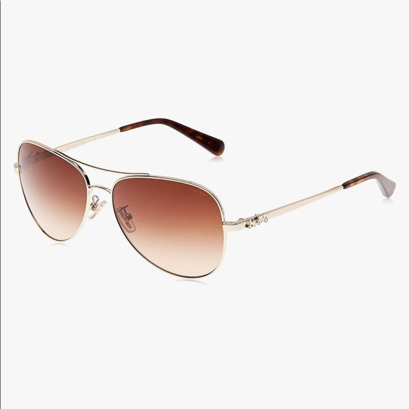 Coach Accessories - Coach Aviator Sunglasses. Gold-Brown Gradient. STYLE HC7074 L1648 Light Gold